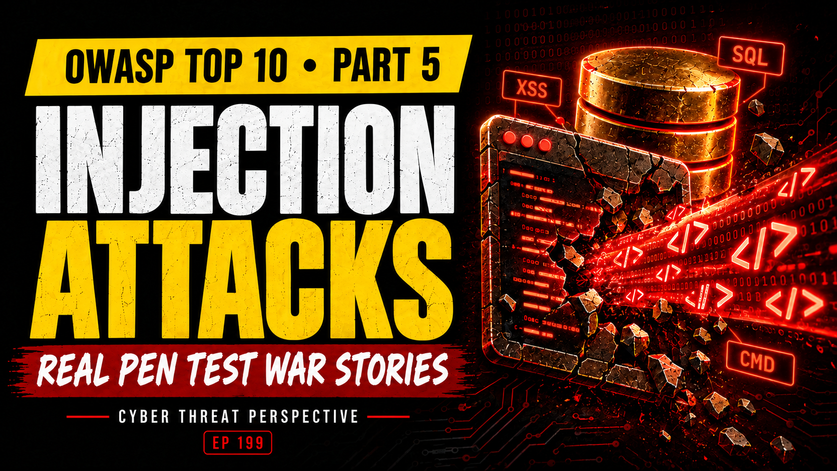 OWASP Top 10 Part 5: Injection Attacks and Real Pen Test War Stories | Ep 199